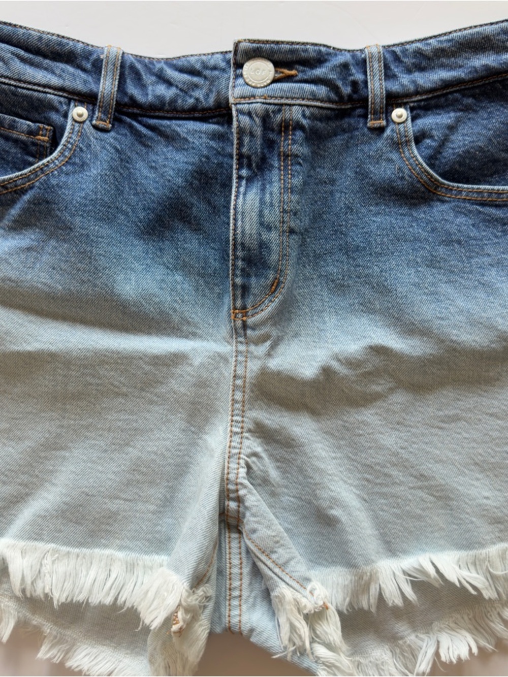 LOFT Blue and White Gradient Jean Shorts - Picture 4 of 14